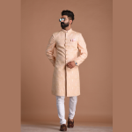 Lucknowi Chikankari Embroidered Peach Color Sherwani | Elegant Ethnic Wear | Jaipurio